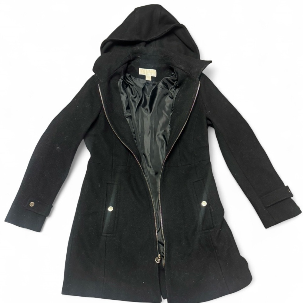 Michael Kors Black Hooded Trench Coat